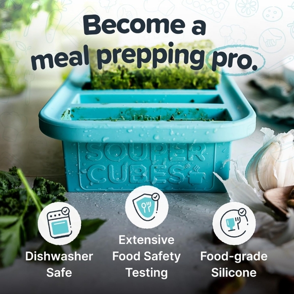 2 Souper Cubes 6 1/2 Cup Silicone Freezer Molds - Trays with Lids for Freezing - Picture 6 of 6